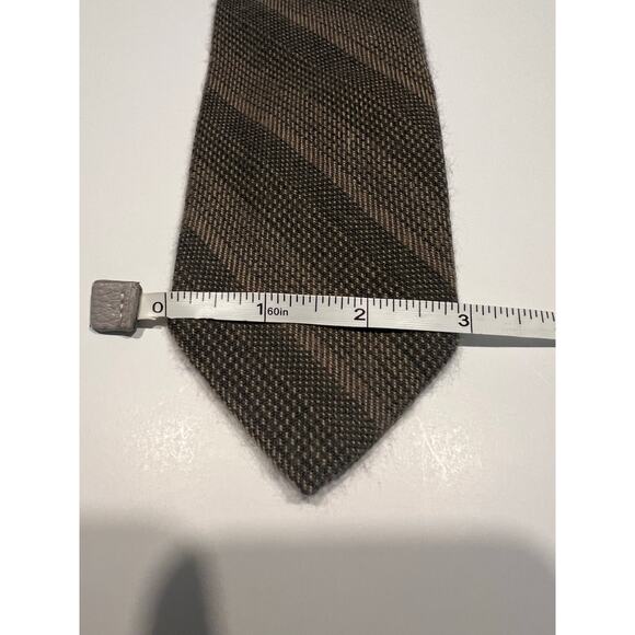 Vintage Brioni Cashmere Wool Made in Italy Men's Necktie Green Tan Stripes JL - Picture 7 of 8
